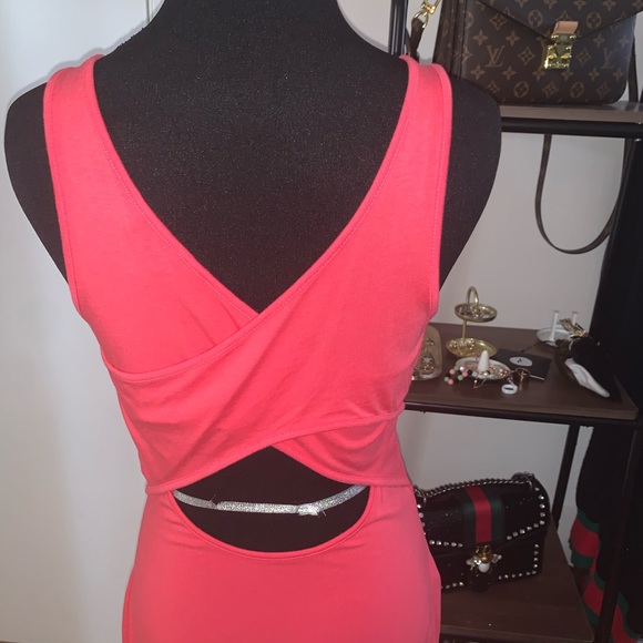 Coral Criss Cross Back Maxi Dress - Picture 3 of 3